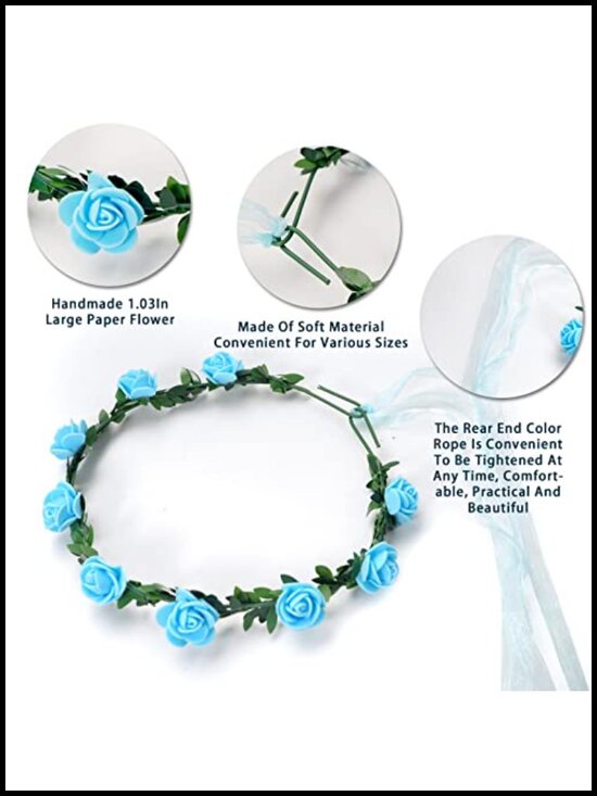 22 Pcs Floral Headband Set Foam Roses Wire Frame Music Festival Party Favors